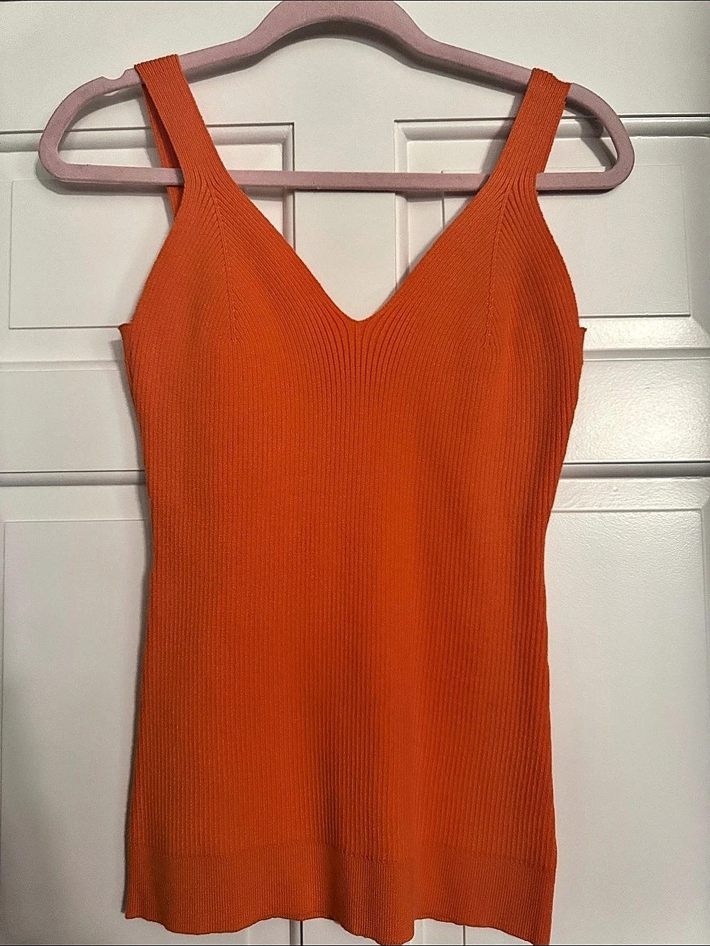 Vine & Love Orange Ribbed Tank Top Size Large Like New